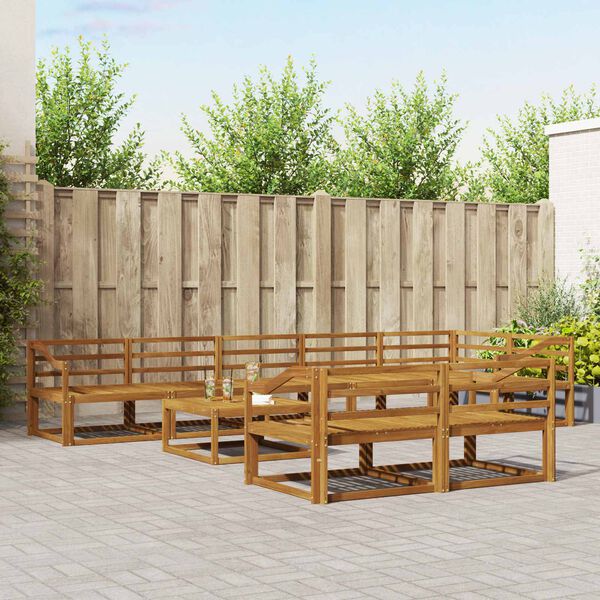 vidaXL Zunanja garnitura za sedenje 9 pcs Naravna Masiven les akacije