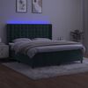 vidaXL Box spring postelja z vzmetnico LED tem. zelena 180x200cm žamet