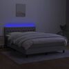 vidaXL Box spring postelja z vzmetnico LED svetlo siva 140x190cm blago