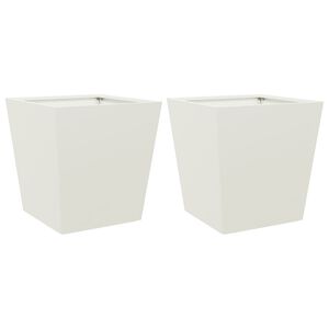 vidaXL Vrtno korito 2 kosa bela 40x40x40 cm jeklo