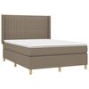 vidaXL Box spring postelja z vzmetnico LED taupe 140x190 cm blago