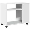 vidaXL Stranska mizica s kolesi bela 70x35x60 cm inženirski les