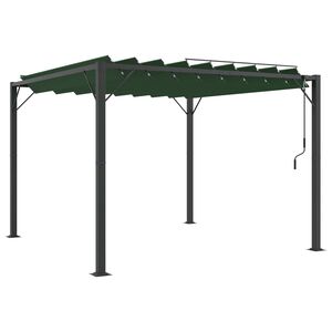 vidaXL Gazebo s lameliranim stre&scaron;nim sistemom 3 x 3 x 2,14 m Zelena