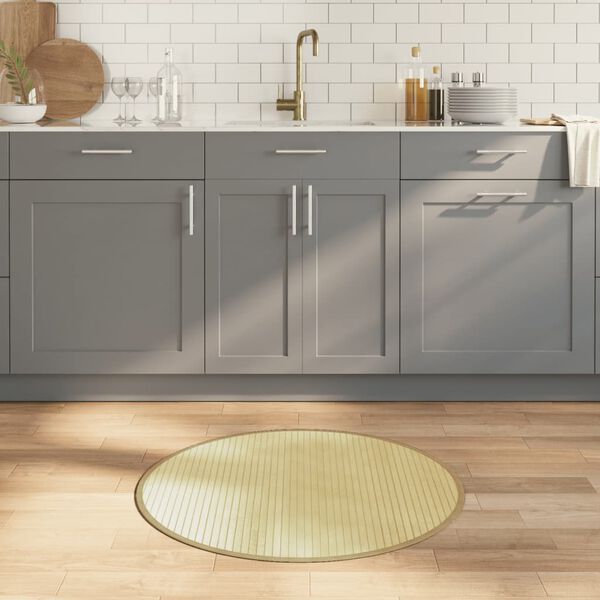 vidaXL Preproga okrogla svetlo naravna 80 cm bambus