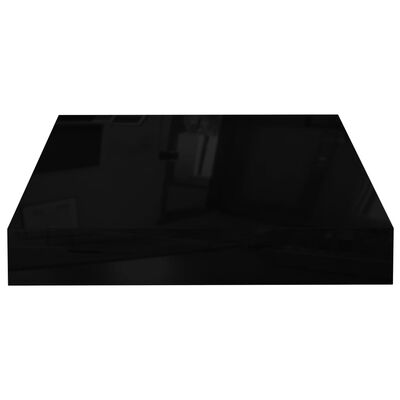 vidaXL Lebdeča polica visok sijaj črna 23x23,5x3,8 cm MDF