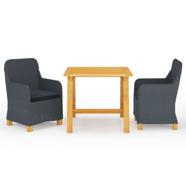 vidaXL Vrtna jedilna garnitura 3-delna temno siva