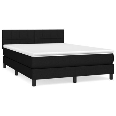vidaXL Box spring posteljni z vzmetnico črn 140x190 cm blago