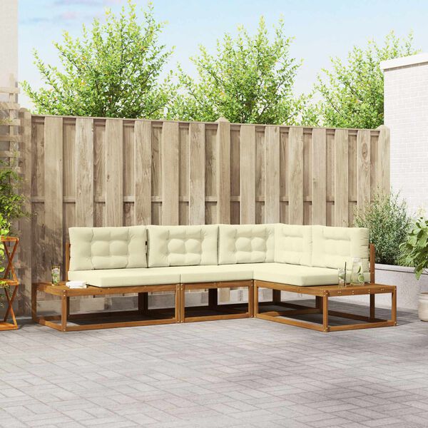 vidaXL Zunanja garnitura za sedenje 4 Kos Naravna in smetana