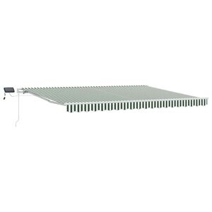 vidaXL Vlečna tenda Zelena in Bela 450 &times; 350 cm Tkanina in aluminij