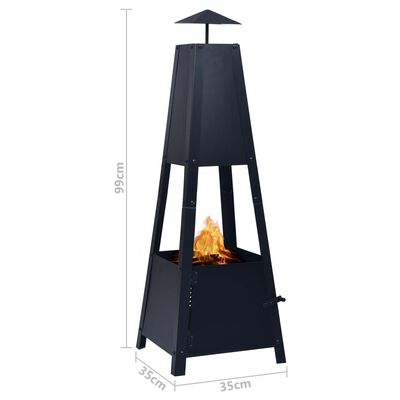 vidaXL Ognjišče črno 35x35x99 cm iz jekla