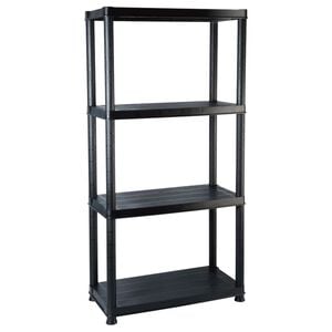vidaXL 4-nadstropna polica črna 61x30,5x130 cm plastika