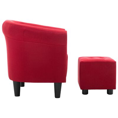 vidaXL Naslanjač in stolček 2-delni komplet vinsko rdeče blago