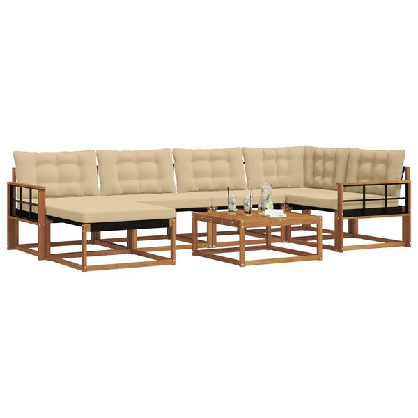 vidaXL Zunanja garnitura za sedenje z blazino 19 pcs Naravna in bež