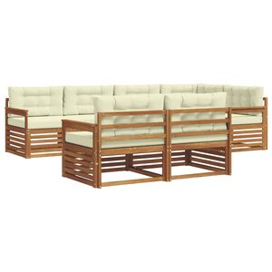 vidaXL Zunanja garnitura za sedenje z blazino 7 pcs Naravna in smetana