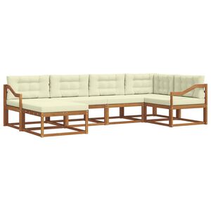 vidaXL Zunanja garnitura za sedenje z blazino 6 pcs Naravna in smetana