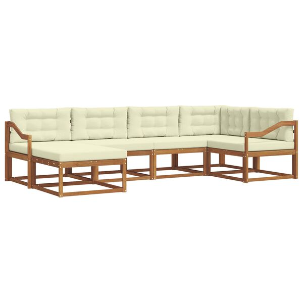 vidaXL Zunanja garnitura za sedenje z blazino 6 pcs Naravna in smetana