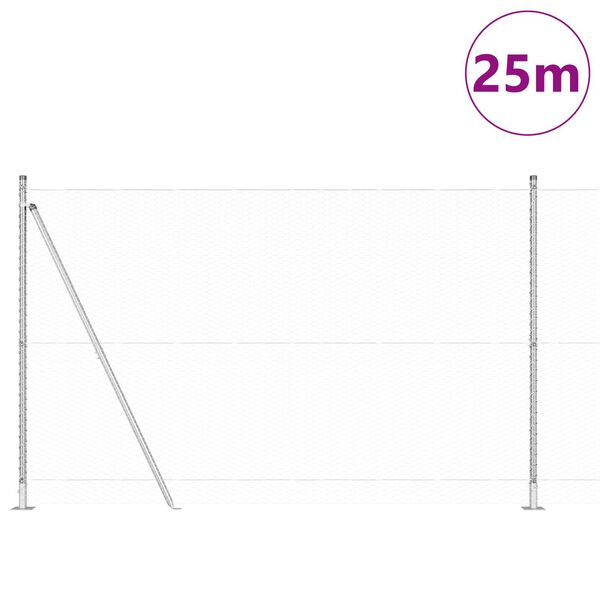 vidaXL Steber ograje. srebrna 25 x 1,4 m (25 mm mreža) Jeklo