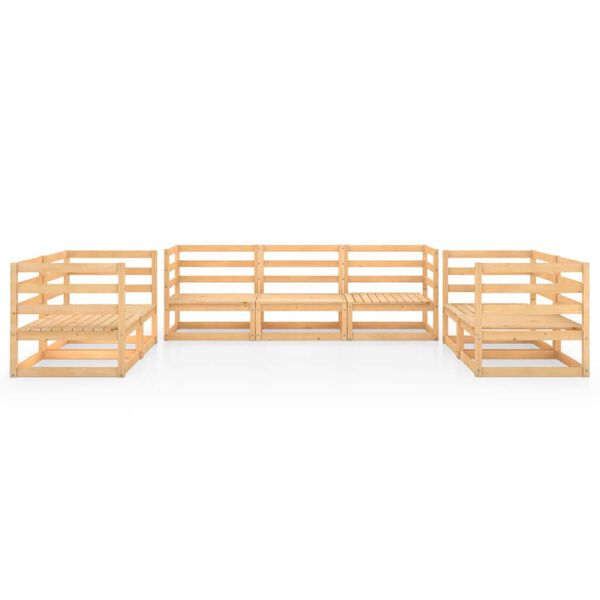 vidaXL Vrtna sedežna garnitura 7-delna trdna borovina