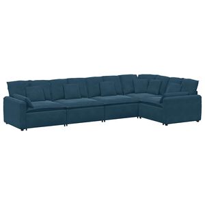 vidaXL Modularni kavč z blazinami žametno moder