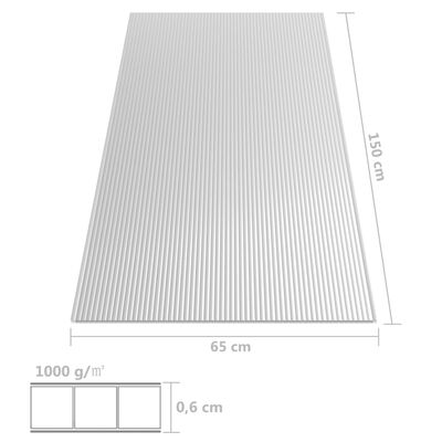 vidaXL Polikarbonatne plošče 2 kosa 6 mm 150x65 cm