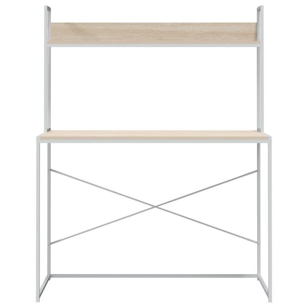 vidaXL Računalni&scaron;ka miza bela in hrast 110x60x138 cm inženirski les