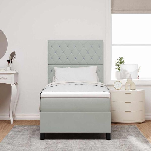 vidaXL Postelja z vzmetnico z vzmetnico Svetlo siva 100 x 200 cm Žamet