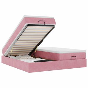 vidaXL Otomanski posteljni okvir z vzmetnicami roza 160x200cm žamet