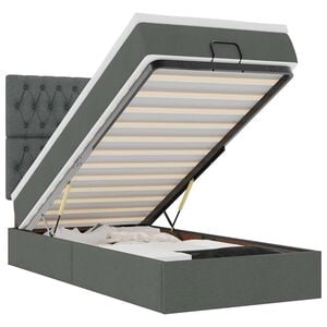 vidaXL Otomanska postelja z vzmetnico&LEDs temno siva 80x200cm blago