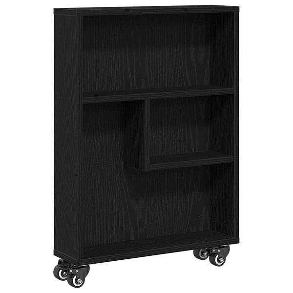 vidaXL Narrow Storage Trolley Črni hrast 48 x 13 x 68 cm