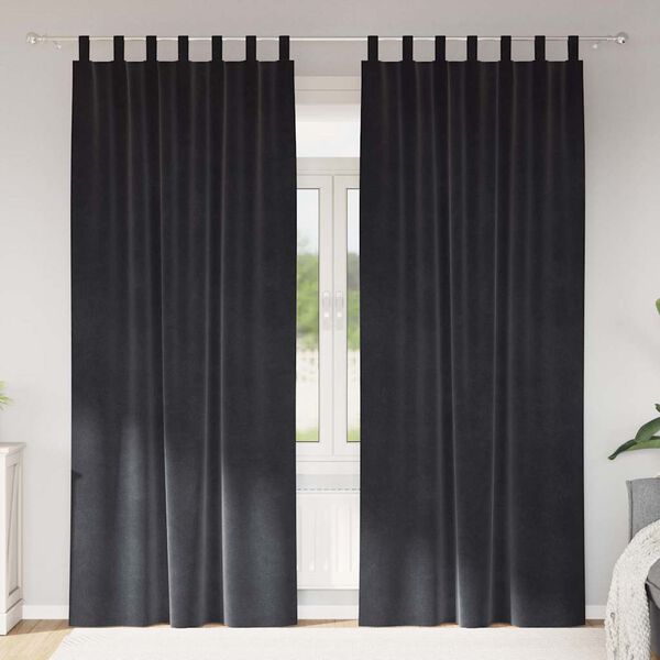 vidaXL Zatemnitvene zavese 2 pcs Temno siva 140 x 225 cm Žamet