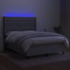 vidaXL Box spring postelja z vzmetnico LED sv. siva 140x200 cm blago