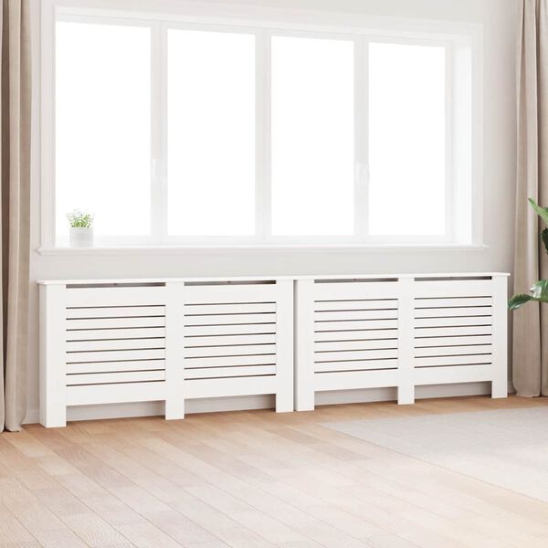 vidaXL Pokrovi za radiatorje 2 kosa beli 152x19x81,5 cm mediapan