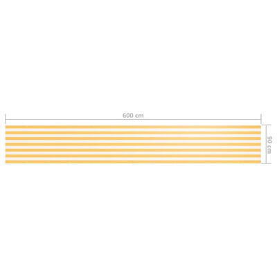 vidaXL Balkonsko platno belo in rumeno 90x600 cm oksford blago