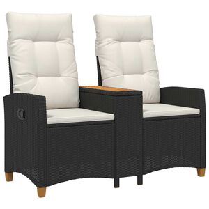 vidaXL Zložljiva klop s tabelo 2 -Seater 126 x 65 x 112 cm poli ratan