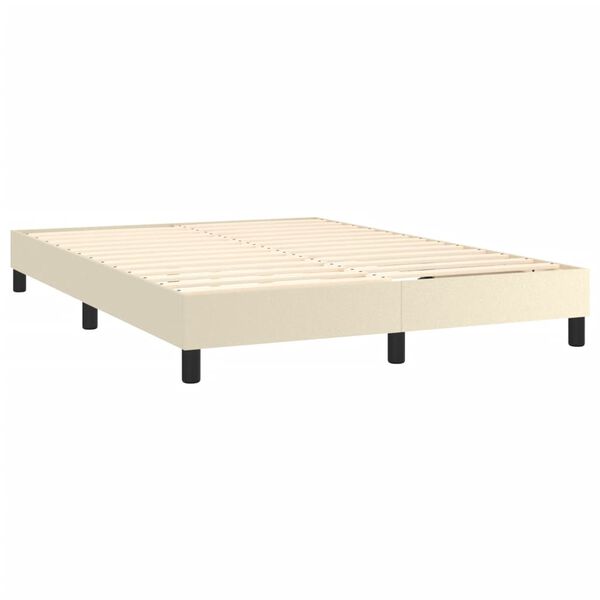 vidaXL Box spring postelja z vzmetnico krem 140x200 cm umetno usnje