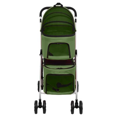 vidaXL Zložljiv pasji voziček 2-nadstropni zelen 83x48x97 cm blago