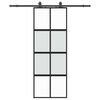 vidaXL Drsna vrata z opremo črna 76x205 cm kaljeno steklo