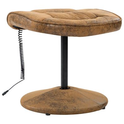 vidaXL Masažni stol s stolčkom za noge rjavo umetno semiš usnje