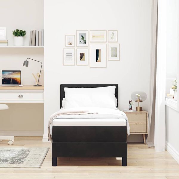 vidaXL Postelja z vzmetnico z vzmetnico Črna 80 x 200 cm Žamet