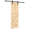 vidaXL Drsna vrata Naravna in črna 70 x 210 cm Masiven borov les