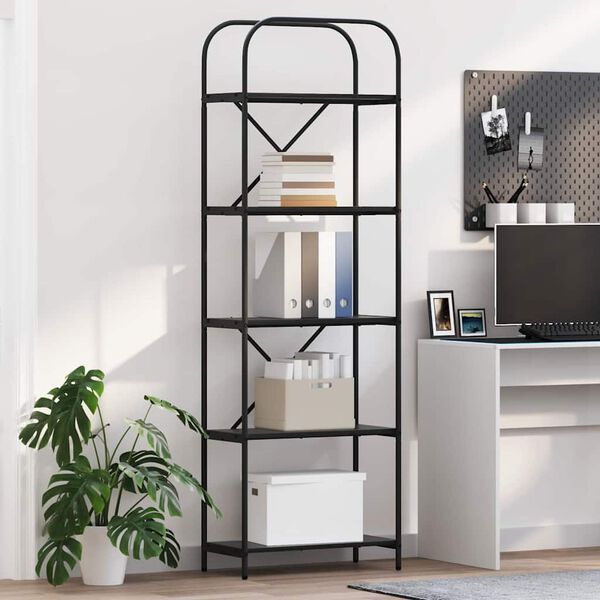 vidaXL Knjižna polica Črna Orehovina 60 x 30 x 183 cm Konstruiran les