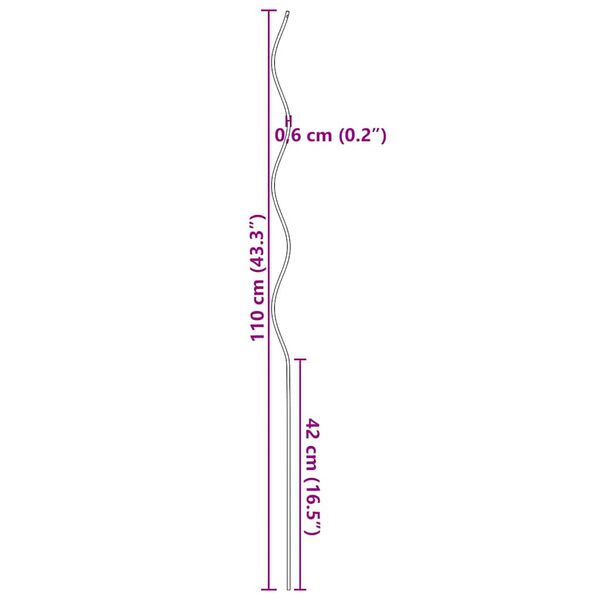 vidaXL Spiralne opore za rastline 20 kosov 110 cm pocinkano jeklo