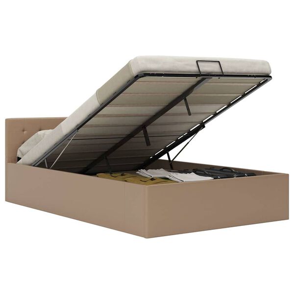 vidaXL Dvižni posteljni okvir kapučino umetno usnje 120x200 cm