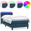 vidaXL Box spring postelja z vzmetnico LED temno modra 80x210 cm žamet