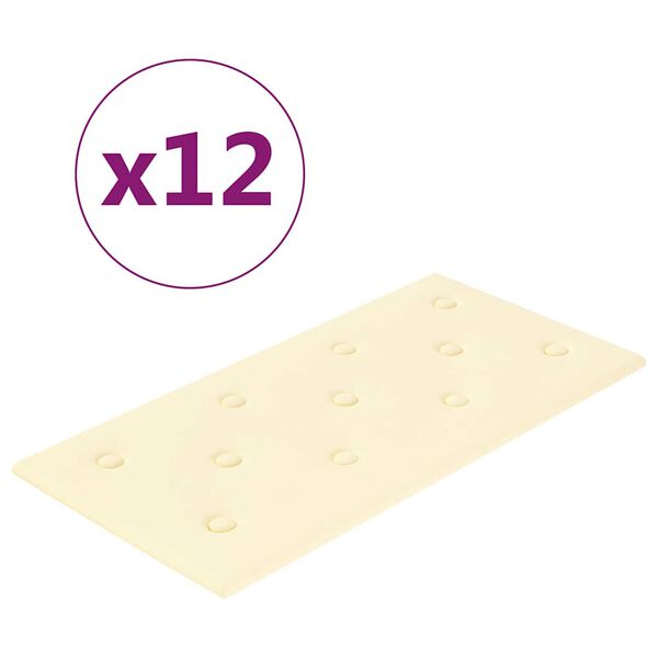 vidaXL Stenski paneli 12 kosov krem 60x30 cm umetno usnje 2,16 m²