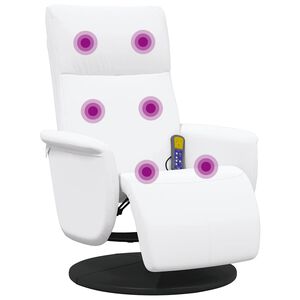 vidaXL Masažni naslanjač z naslonom za noge belo umetno usnje