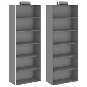 vidaXL Viseč organizator za omaro 2 kosa s 6 policami blago