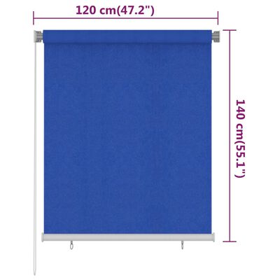 vidaXL Zunanje rolo senčilo 120x140 cm modro HDPE