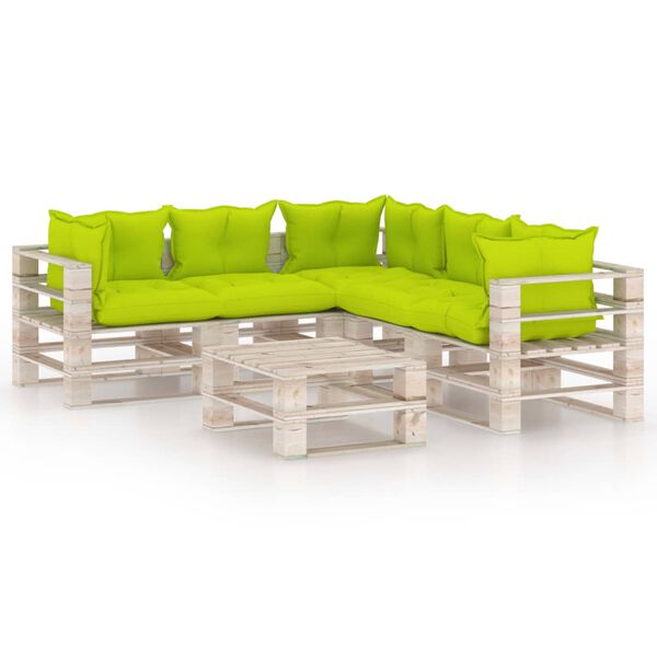 vidaXL Vrtna sedežna garnitura iz palet 6-delna z blazinami borovina