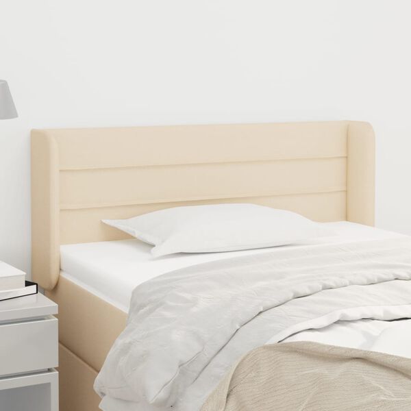 vidaXL Vzglavje z u&scaron;esi krem 93x16x78/88 cm blago